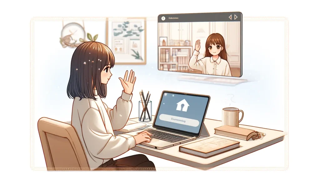 自己分析を行うシーン
ジャーナリングをしている場面
自分の感情を整理するためにメモを取る様子